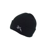 Official Micky Sharpz Black Beanie Hat with Grey TDial Icon - ONE SIZE